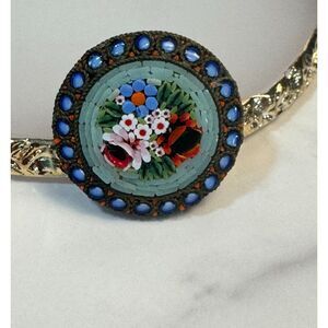 Antique Italian Micro Mosaic Flower Brooch